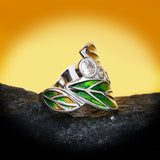 Fine Jewelry New and Unique Green Leaf Exquisite Handmade Enamel AAA+ Zircon Ring - The Jewellery Supermarket