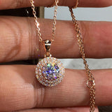 Dazzling Romantic AAA+ Cubic Zirconia Diamonds Rose Gold Color Round Pendant Necklaces - The Jewellery Supermarket