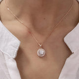 Dazzling Romantic AAA+ Cubic Zirconia Diamonds Rose Gold Color Round Pendant Necklaces