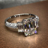 Luxury Transparent Princess Cut AAA+ Cubic Zirconia Diamonds Ring