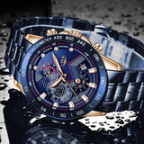 Great Gifts for Men - Stainless Steel Top Brand Luxury Sports Chronograph Quartz Watch - The Jewellery Supermarket