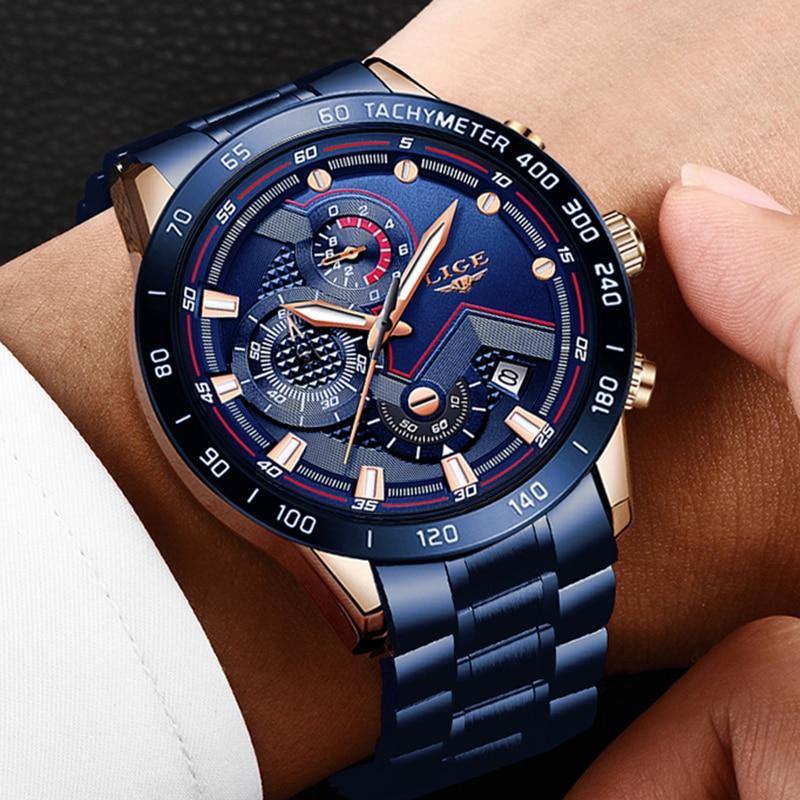 Great Gifts for Men - Stainless Steel Top Brand Luxury Sports Chronograph Quartz Watch - The Jewellery Supermarket