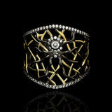 New Gothic Style Hollow Spider Retro Animal Black Gold AAA+ Zircon Diamonds Two-tone Ring - The Jewellery Supermarket