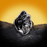 New Black Hollow Pearl Handmade Enamel Ring - The Jewellery Supermarket