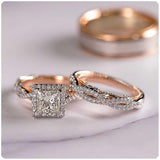 Luxury Princess Cut ♥︎ High Quality AAA+ Cubic Zirconia Diamonds ♥︎ Bridal Marriage 3Pc/Set Rings - The Jewellery Supermarket