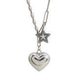 Best Gifts Ideas - Trendy Vintage Star LOVE Heart Popular Design Splicing Chain Necklace