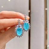 Delicate Paraiba Tourmaline Necklace Dangle Earrings Retro Jewellery Sets - The Jewellery Supermarket