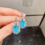 Delicate Paraiba Tourmaline Necklace Dangle Earrings Retro Jewellery Sets - The Jewellery Supermarket