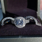 New Design 3pcs In One Silver Wedding AAA+ Cubic Zirconia Diamonds Rings Set - The Jewellery Supermarket