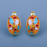 Colourful Fashion Silver Color Enamel Handmade Earrings