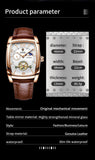 NEW Gifts for Men - Top Brand Luxury Square Automatic Tourbillon Watch with Genuine Leather Strap - The Jewellery Supermarket