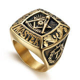 Vintage Style Big Stainless Steel Masonic Rings For Men