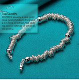 Great Gifts - Charming 925 Sterling Silver Solid Beads Full Circle Chain Bracelet - The Jewellery Supermarket