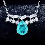 Brazilian Paraiba Tourmaline Gemstone Water Drop Morganite Ring Earring Necklace Jewelry Set - The Jewellery Supermarket