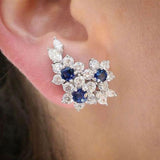 Brilliant Jewellery Blue/White Round AAA+ Cubic Zirconia Diamonds Luxury Earrings - The Jewellery Supermarket