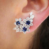 Brilliant Jewellery Blue/White Round AAA+ Cubic Zirconia Diamonds Luxury Earrings - The Jewellery Supermarket