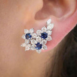 Brilliant Jewellery Blue/White Round AAA+ Cubic Zirconia Diamonds Luxury Earrings - The Jewellery Supermarket