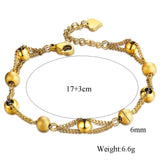 Gold Color Stainless Steel Round charm Frosted Bead Chain Bracelets - The Jewellery Supermarket