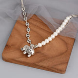 Best Gift ideas - Elegant Vintage Pearls Chain Elephant Necklace