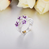 Authentic Stackable Violet Drop Daisies Flower AAA Zircon Finger Ring - The Jewellery Supermarket