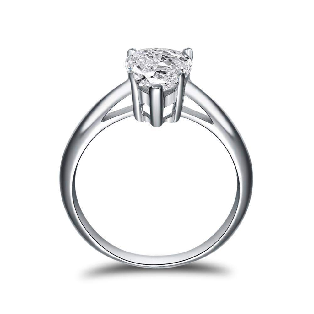 Classic Silver 2.0ct Pear Moissanite Diamond Solitaire Ring - The Jewellery Supermarket