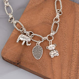 Great Gift Ideas - Fashion Hip Hop Vintage Bear Pendant Thick Chain Bracelet - The Jewellery Supermarket