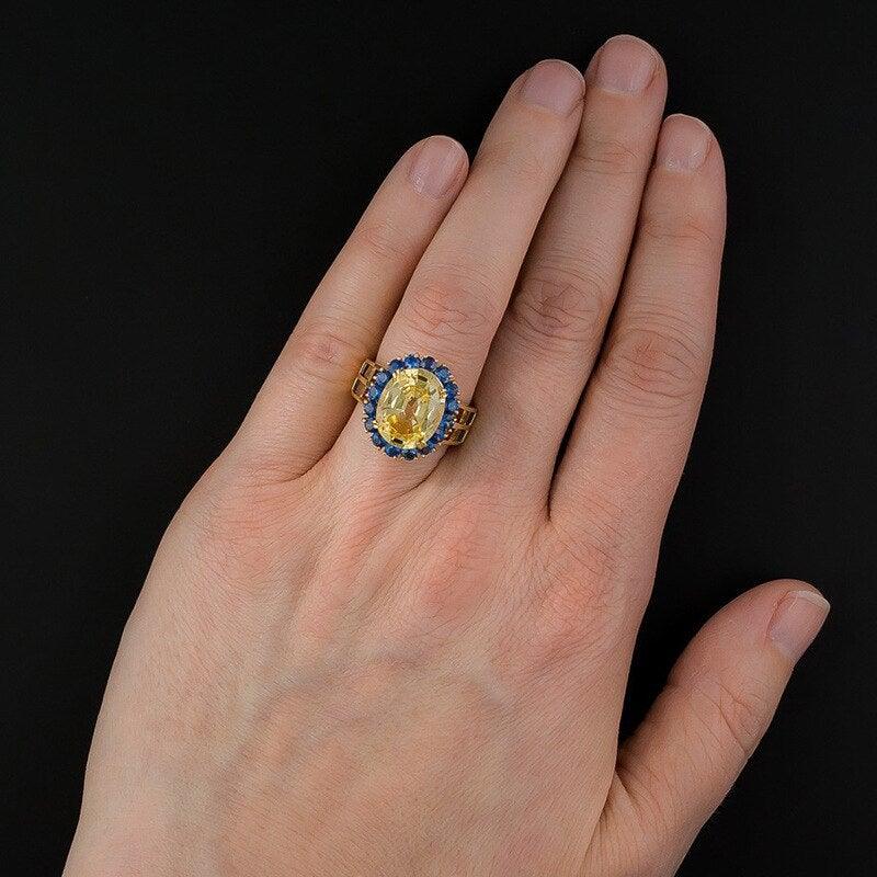 New Classic Golden Crystal Elegant Natural Oval Citrine Gemstone Silver Ring - The Jewellery Supermarket