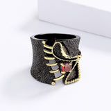 Exaggerated Creative Two-Tone Alloy Hollow Inlaid Red AAA Zircon Crystal Ring - The Jewellery Supermarket