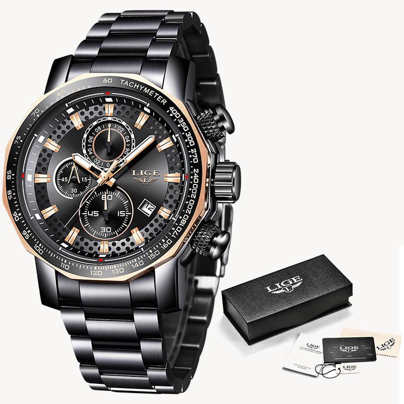 Great Gifts for Men -Famous Brand New Sport Chronograph Full Steel Quartz Waterproof Luxury Watch - The Jewellery Supermarket
