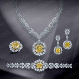 Marvelous Square Yellow ♥︎ High Quality AAA+ Cubic Zirconia Diamonds ♥︎ Jewellery Set For Women