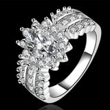 Luxury Silver Colour High Quality AAA+ Cubic Zirconia Diamonds Ring - The Jewellery Supermarket