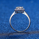 Gorgeous 100% Flower Moissanite Diamond 14KGP Silver Round Diamond Halo Wedding Rings - The Jewellery Supermarket