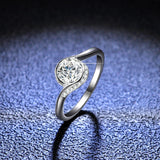 Moissanite Diamond Silver 1 Ct Round Fashion Engagement Wedding Ring - The Jewellery Supermarket