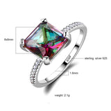 Marvelous Chamfer Square 8*8MM Mystic Fire Rainbow Topaz Ring for Women - The Jewellery Supermarket