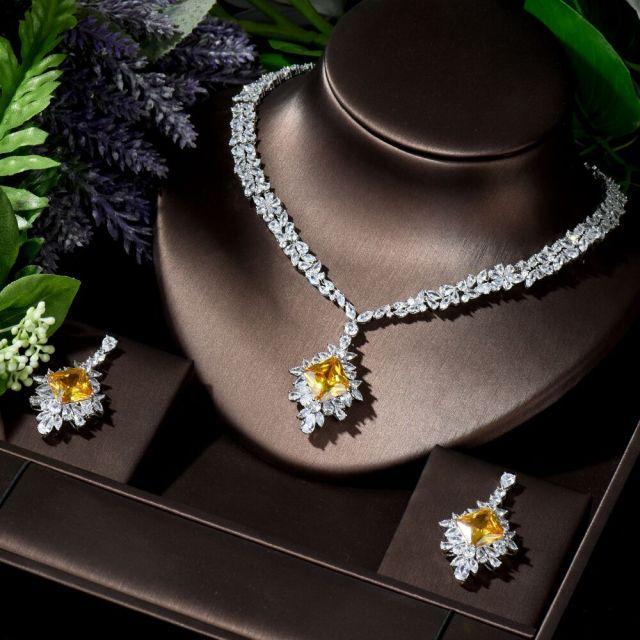 Luxury ♥︎ High Quality AAA+ Cubic Zirconia Diamonds ♥︎ 2 pcs Necklace and Earring Set for Women - The Jewellery Supermarket