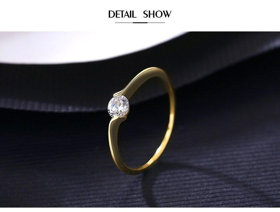 Lovely Fine Jewelry ♥︎ Simulated Diamond ♥︎ 14KGP Silver Wedding Ring - The Jewellery Supermarket