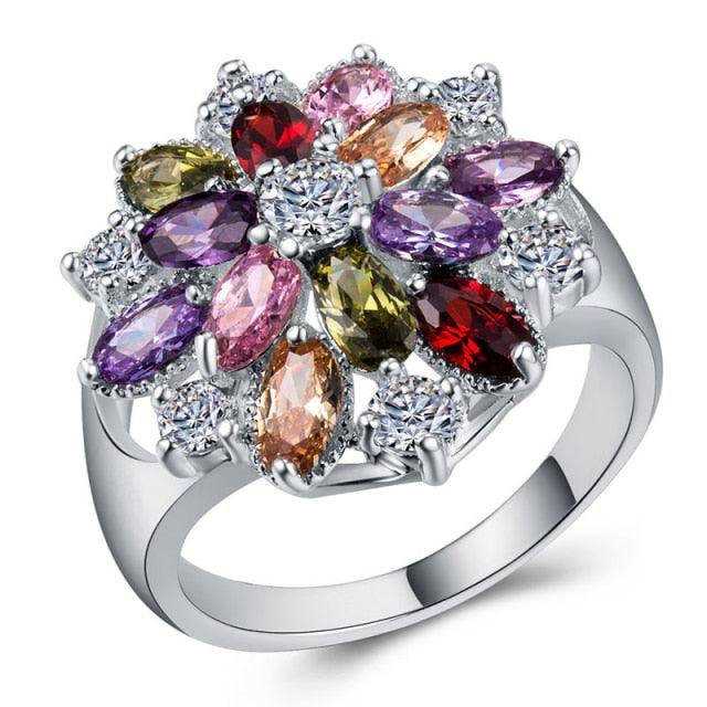 Sale 2022 - Flower Crystal Series ! Mixed Styles Beautiful Sparkling AAA Zircon Rings - The Jewellery Supermarket