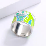 New - Handmade Green Enamel Leaf Shape 925 Silver Ring - The Jewellery Supermarket