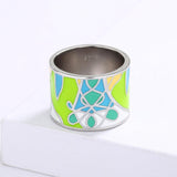 New - Handmade Green Enamel Leaf Shape 925 Silver Ring - The Jewellery Supermarket