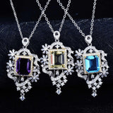 Simple Square CZ Diamond Fashion Shiny Clavicle Chain Wedding Pendants
