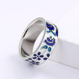 Exquisite New Blue Handmade Enamel Flower Fashion Ring - The Jewellery Supermarket