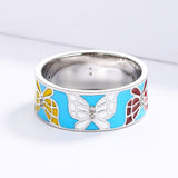 New 2022 - Handmade Enamel Fashion Butterfly Shape Jewellery Ring - The Jewellery Supermarket