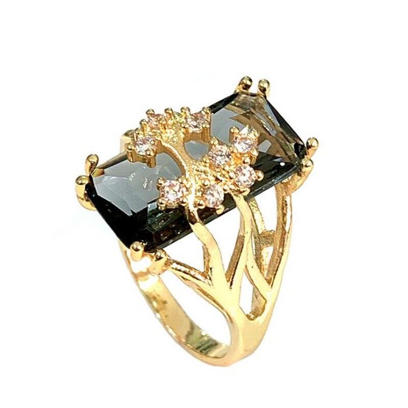 Creative Luxury Retro Rectangular Crystal Elegant Gold Colour Ring - The Jewellery Supermarket