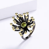 Creative Retro Geometric Black Gold-plated Three-dimensional Flower Heart Ring - The Jewellery Supermarket