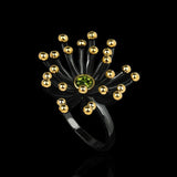 Creative Retro Geometric Black Gold-plated Three-dimensional Flower Heart Ring - The Jewellery Supermarket