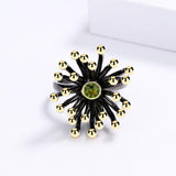 Creative Retro Geometric Black Gold-plated Three-dimensional Flower Heart Ring - The Jewellery Supermarket