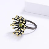 Creative Retro Geometric Black Gold-plated Three-dimensional Flower Heart Ring - The Jewellery Supermarket