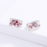Classic Pink Peach Flower Handmade Enamel Earrings Elegant Jewelry - The Jewellery Supermarket