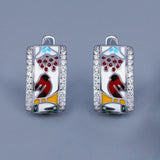 Fashion Creative Magpie Shape Fashion Color Handmade Enamel Earrings