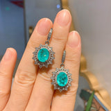 Luxury Oval Shaped Paraiba Tourmaline Stud Earrings Pendant Necklace Jewellery - The Jewellery Supermarket